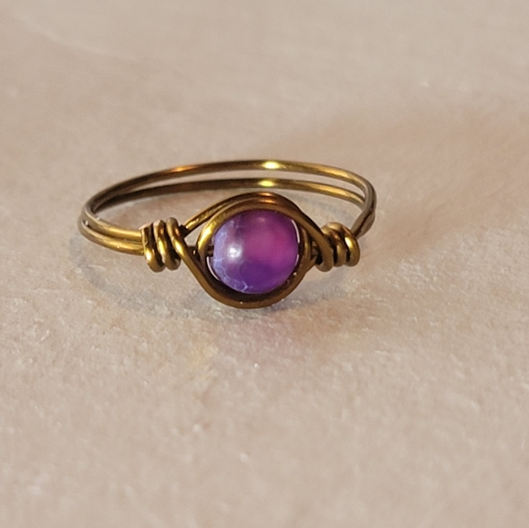 Purple Gemstone Wire Wrapped Ring Size 6.5 - Picture 6 of 8